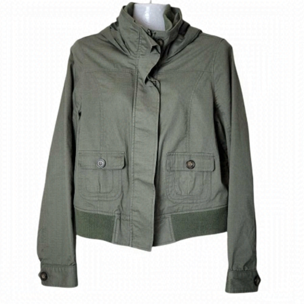 𝅺LOVE Tree Utility Style Hooded Jacket Army Green L